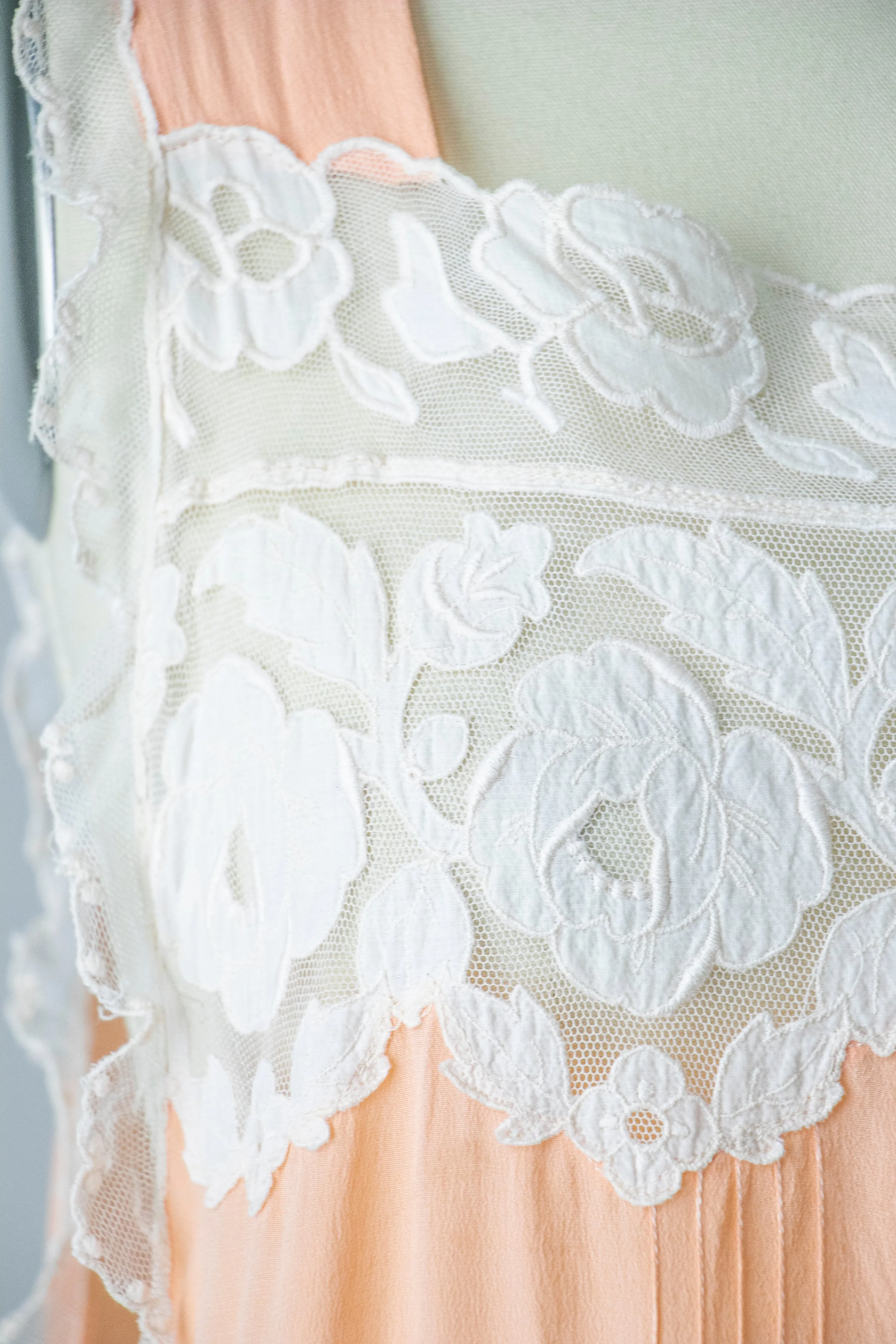 1920s Silk Slip Lace Lounge Dress M