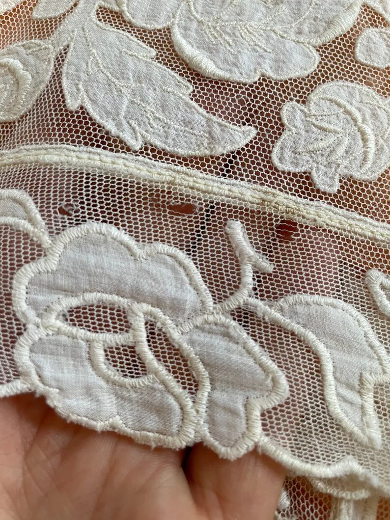 1920s Silk Slip Lace Lounge Dress M