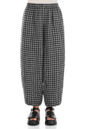 Back Pockets Grey Check Linen Trousers