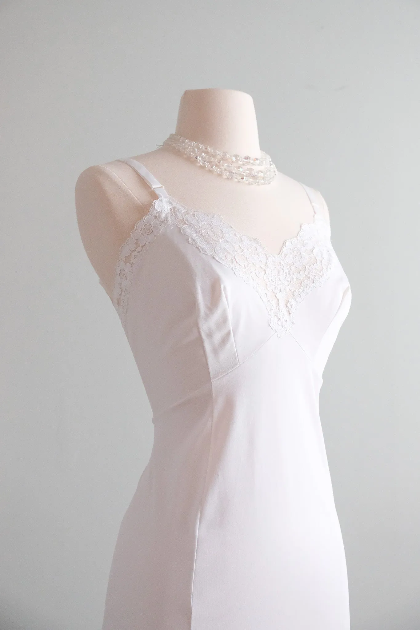 Darling 1950's White Lace Vintage Slip Dress / Sz M