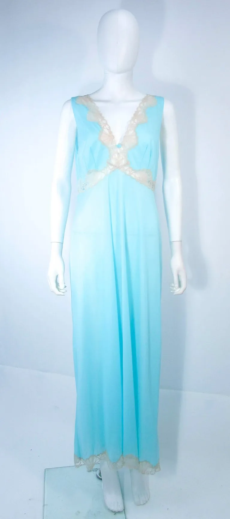 EMILIO PUCCI Poly Jersey Blue Lace Slip Dress Size M