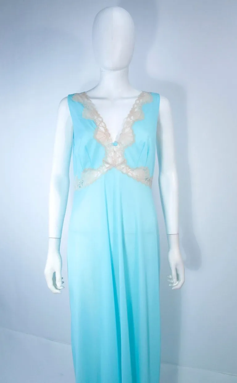 EMILIO PUCCI Poly Jersey Blue Lace Slip Dress Size M