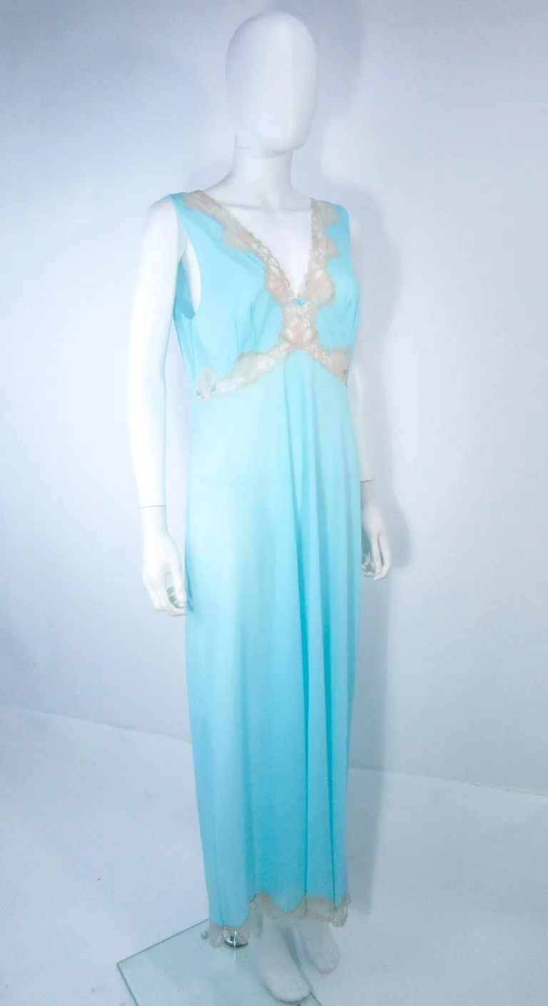 EMILIO PUCCI Poly Jersey Blue Lace Slip Dress Size M