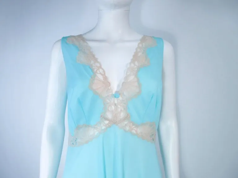 EMILIO PUCCI Poly Jersey Blue Lace Slip Dress Size M
