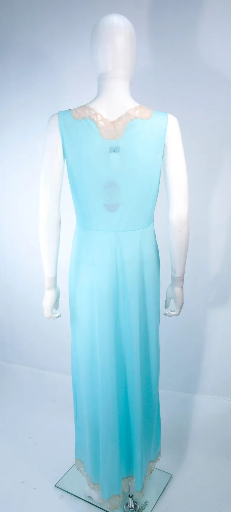 EMILIO PUCCI Poly Jersey Blue Lace Slip Dress Size M