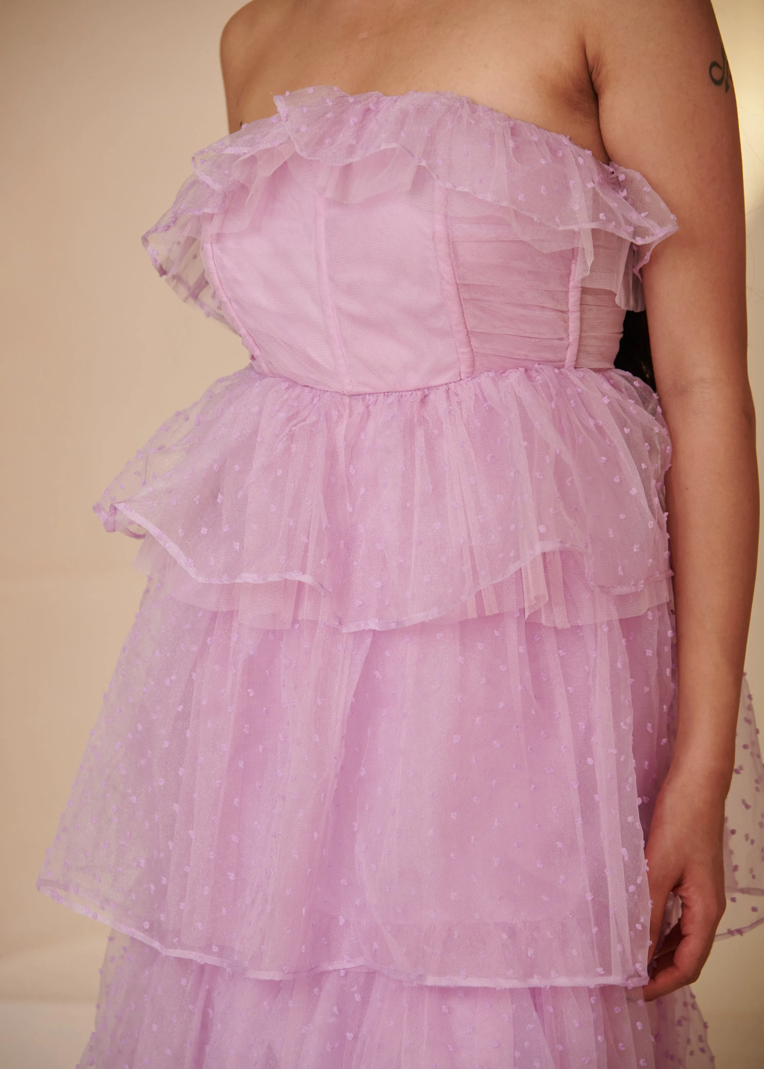 Florine Purple Organza Bandeau Corset Dress