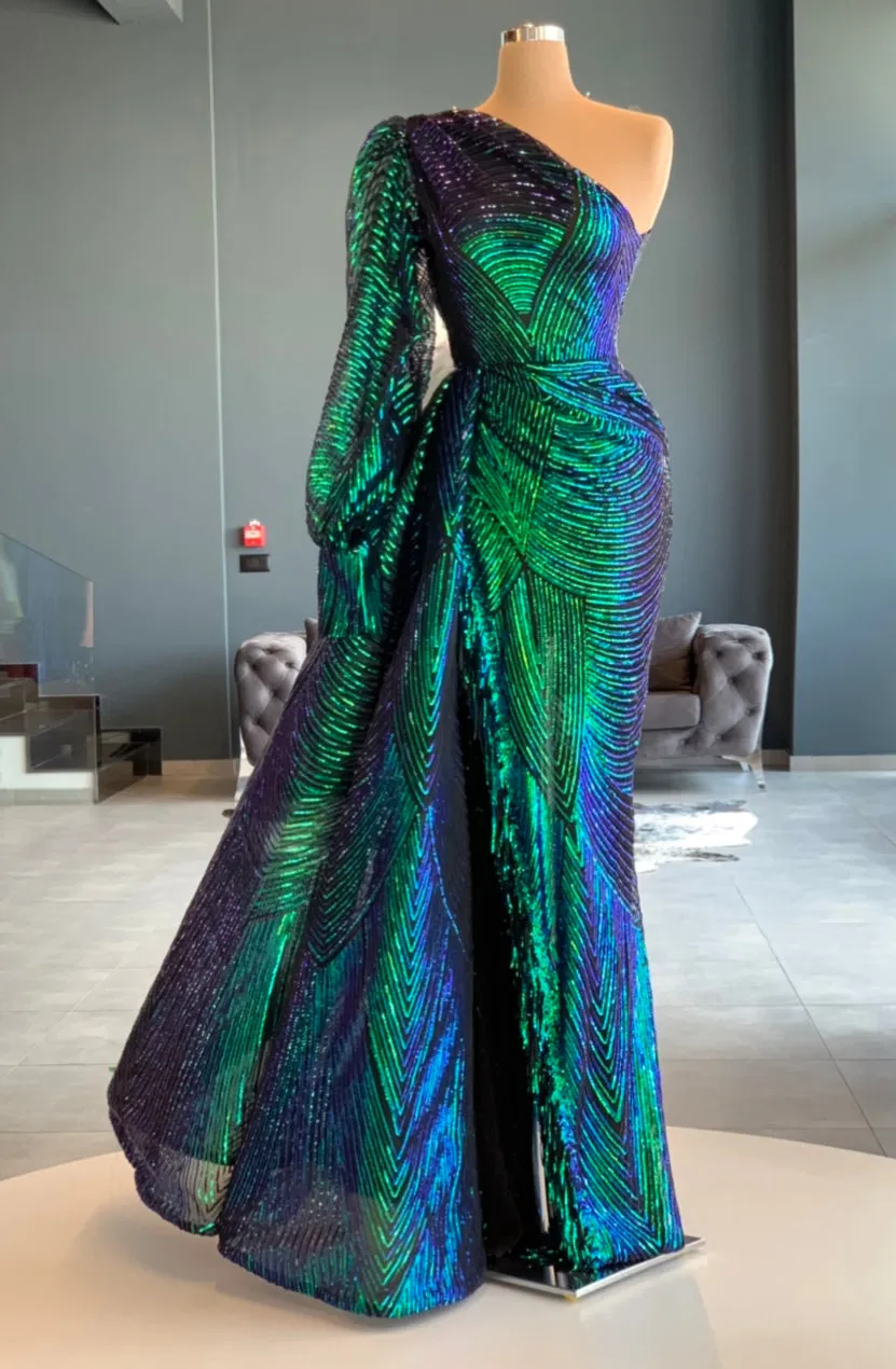 Incandescent One-Shoulder Evening Dress