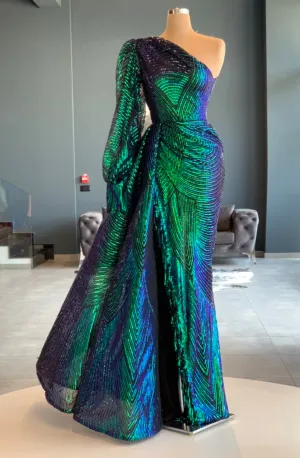 Incandescent One-Shoulder Evening Dress