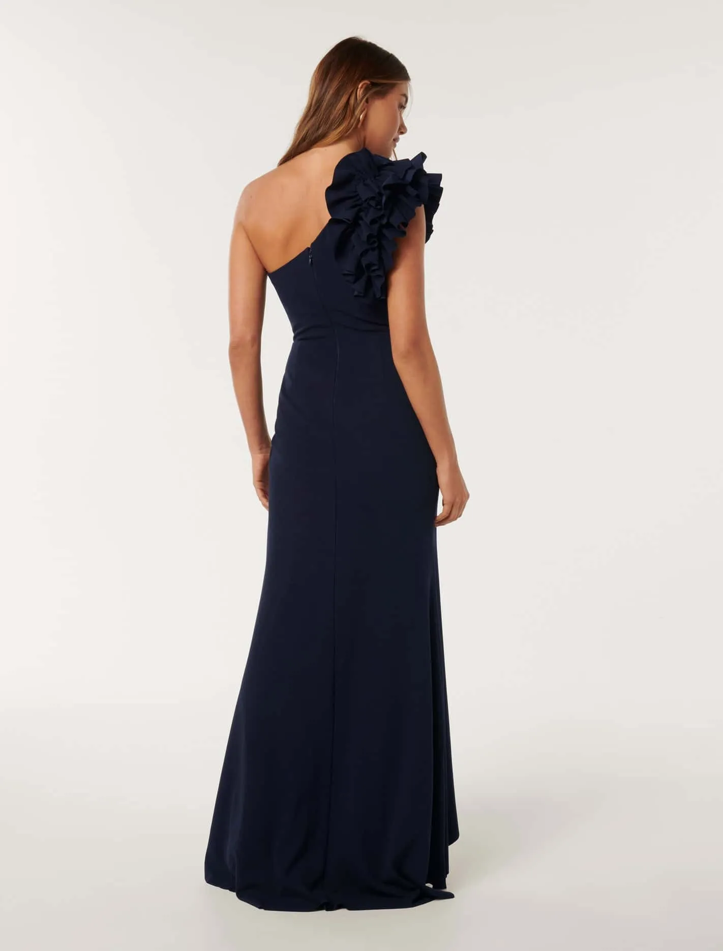 Leanne One Shoulder Ruffle Dress