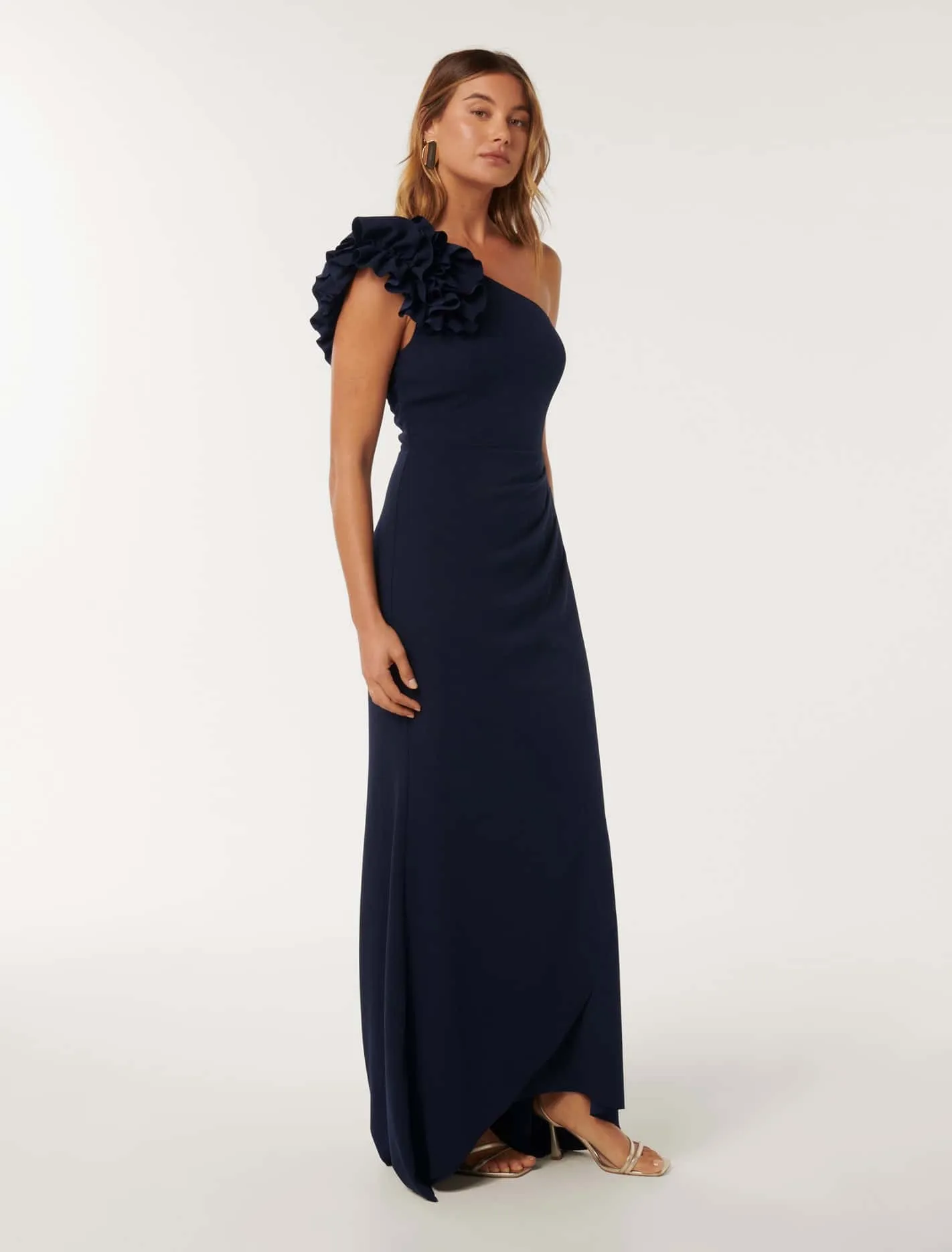 Leanne One Shoulder Ruffle Dress