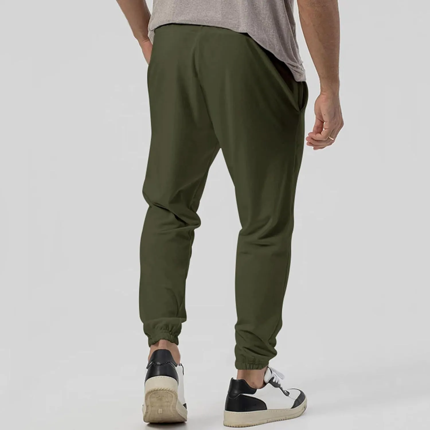 Mens Tracksuit Bottoms Elastic Waist Drawstring Sweatpants Solid Color Trousers Slim Fit Thickened Leggings with Pocket