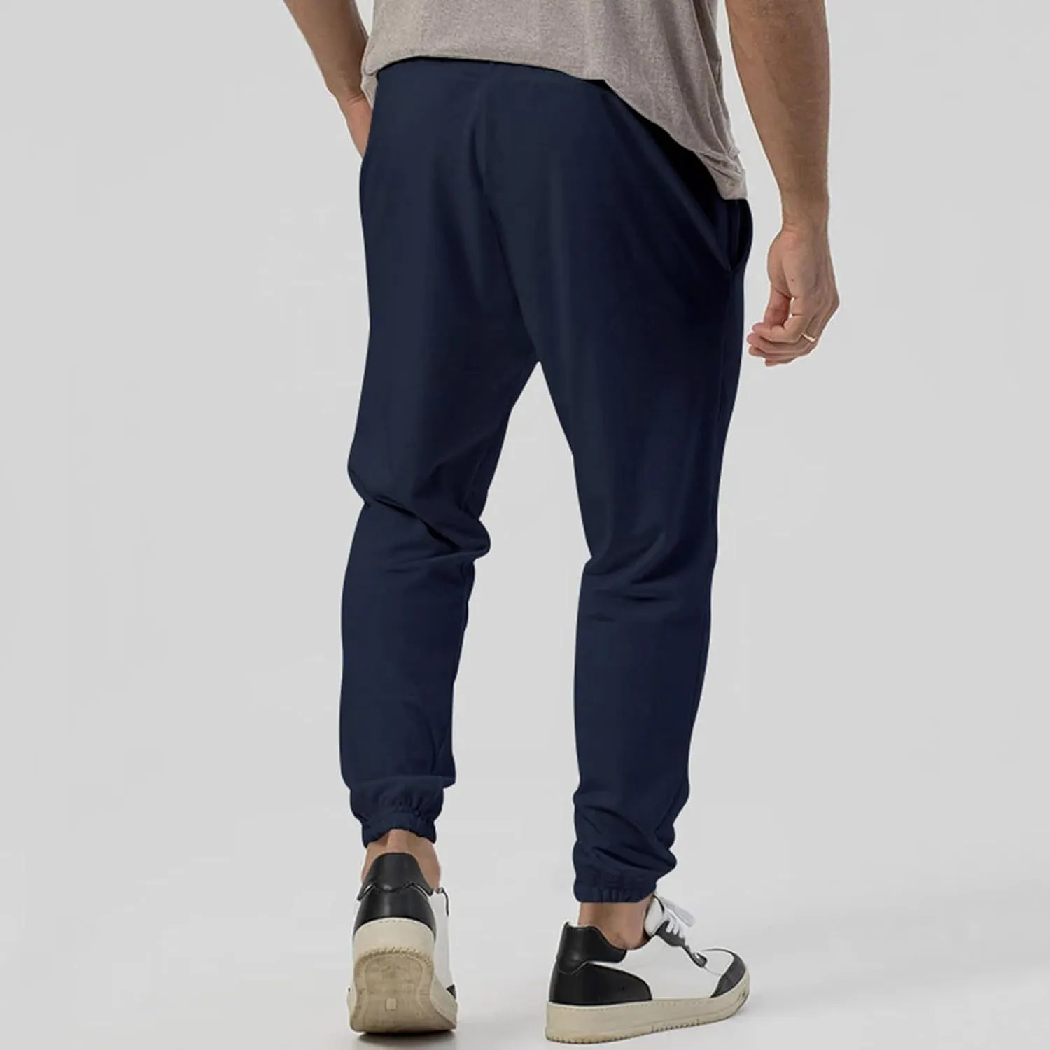 Mens Tracksuit Bottoms Elastic Waist Drawstring Sweatpants Solid Color Trousers Slim Fit Thickened Leggings with Pocket