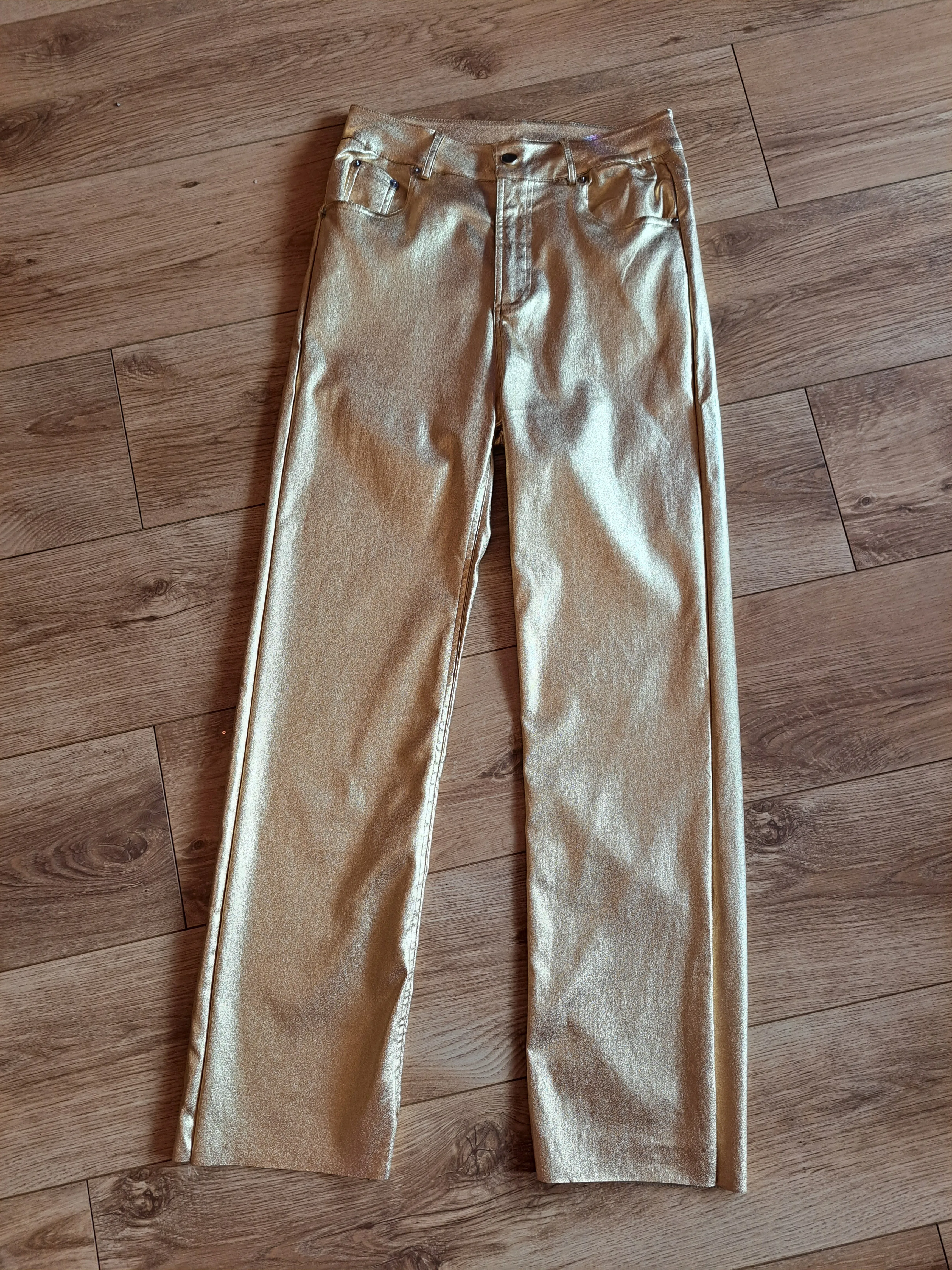 Metallic Straight Leg Trousers
