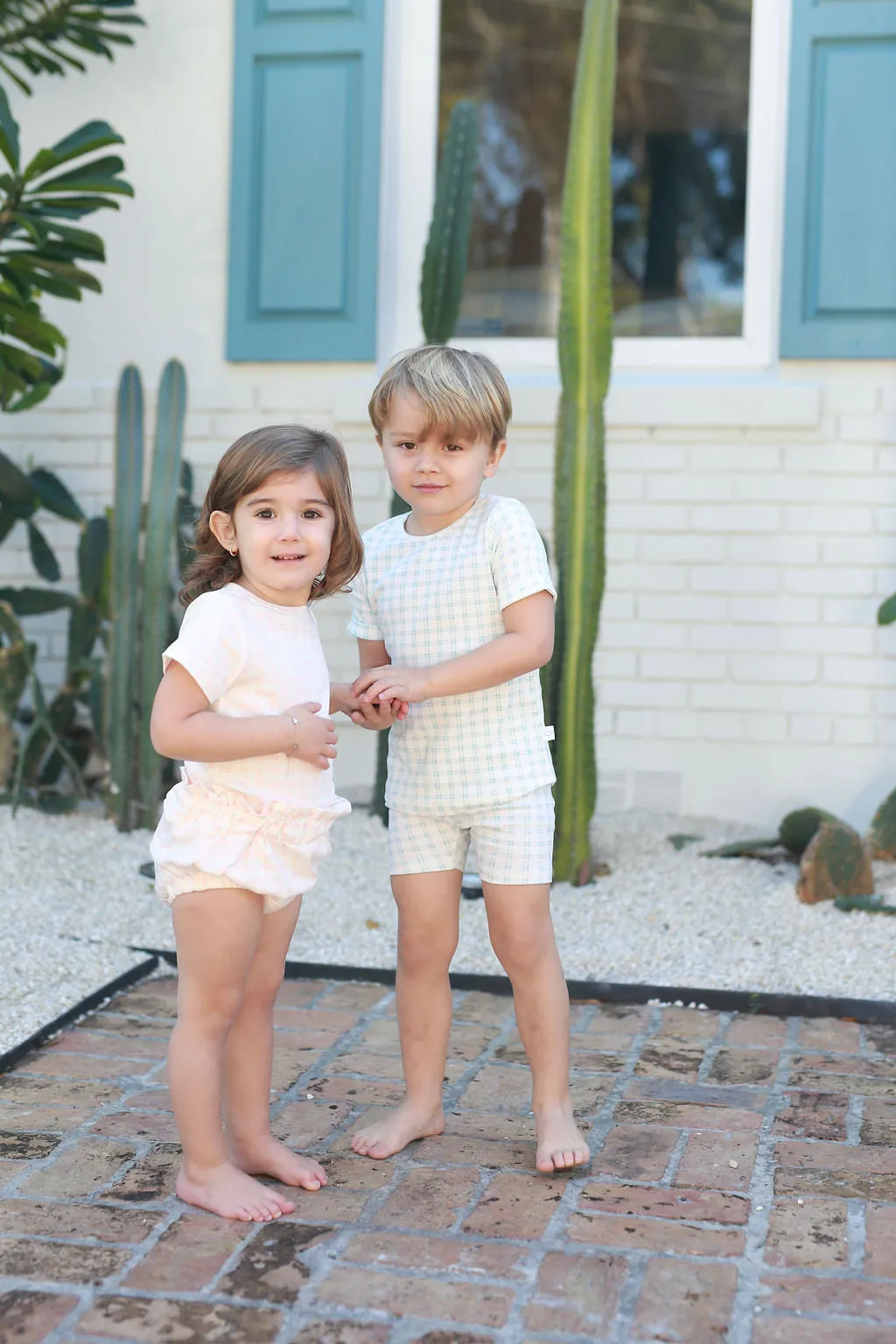 POUF 2PC GRID SHORTS SET