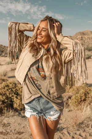 Sweet Alabama Fringe Jacket - Tan