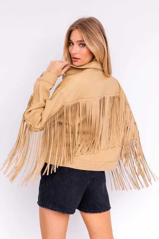 Sweet Alabama Fringe Jacket - Tan