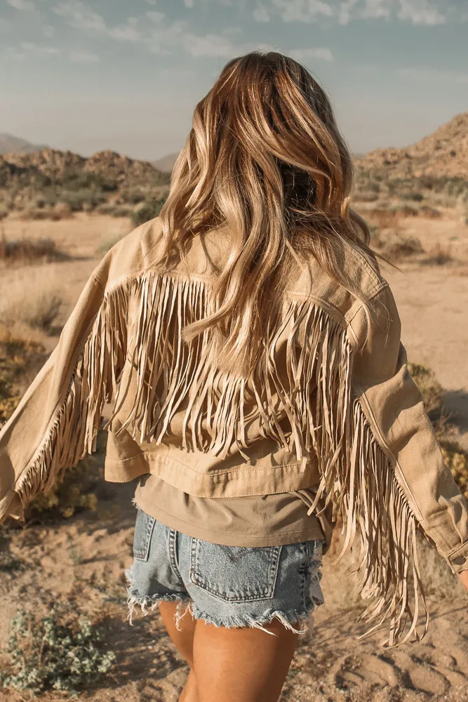 Sweet Alabama Fringe Jacket - Tan