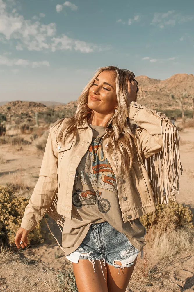 Sweet Alabama Fringe Jacket - Tan
